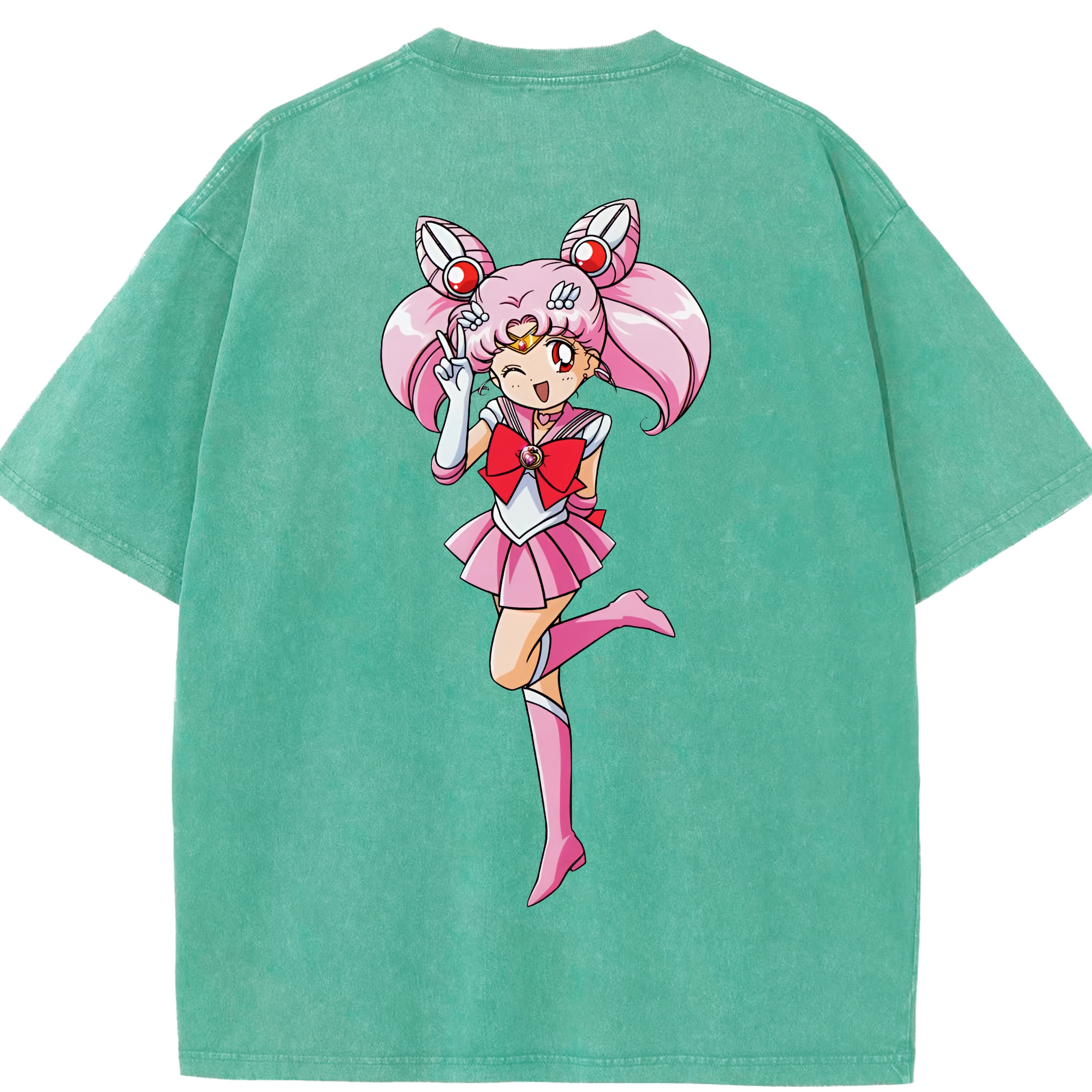 （画像用） 美少女戦士セーラームーン ちびうさ Sailor Moon Chibiusa Tsukino Usagi Small Lady Serenity 綿100% ヴィンテージ風 半袖Tシャツ（背面プリント）